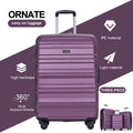 Tripcomp Hardside Luggage Set 3 - Piece Set (21/25/29) Lightweight Suitcase 4 - Wheeled Suitcase Set(Purple)