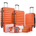 9 Piece Luggage Sets, Hard 20 24 28 in Luggage with 6 Pieces Organize Bags Travel Suitcases Sets with Wheels, Rosé
