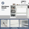 53" Artwork Sewing Craft Table Sewing Station Desk, Multipurpose Sewing Machine Cabinet with Drawers & Open Storage Shelves