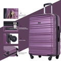 Tripcomp Hardside Luggage Set 3 - Piece Set (21/25/29) Lightweight Suitcase 4 - Wheeled Suitcase Set(Purple)