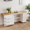 62.5" Folding Sewing Table Rolling Craft Station with Storage Cabinet & Shelves, Foldable Sewing Machine Desk w/ Lockable Wheels for Home