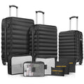 9 Piece Luggage Sets, Hard 20 24 28 in Luggage with 6 Pieces Organize Bags Travel Suitcases Sets with Wheels, Rosé