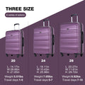 Tripcomp Hardside Luggage Set 3 - Piece Set (21/25/29) Lightweight Suitcase 4 - Wheeled Suitcase Set(Purple)
