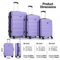 Tripcomp Hardside Luggage Set 3 - Piece Set (21/25/29) Lightweight Suitcase 4 - Wheeled Suitcase Set(Purple)